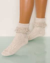 Damensocken mit Rüsche natur