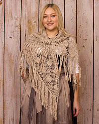 Poncho gehäkelt taupe