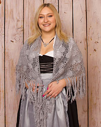 Poncho gehäkelt grau