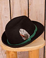 "Black women's hat" with cord and feather