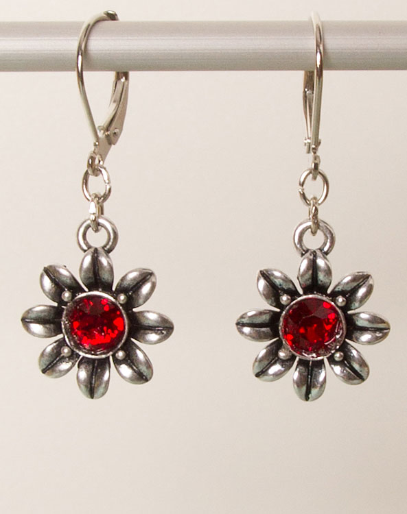 "Blume" earrings red - Bild vergrößern