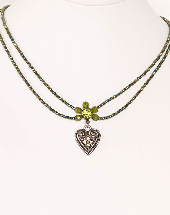 "Lisa" necklace heart olive - Bild vergrößern