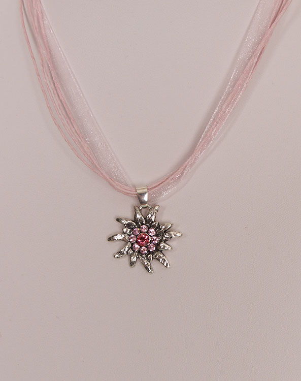 "Edelweißchen" Halskette rosa - Bild vergrößern