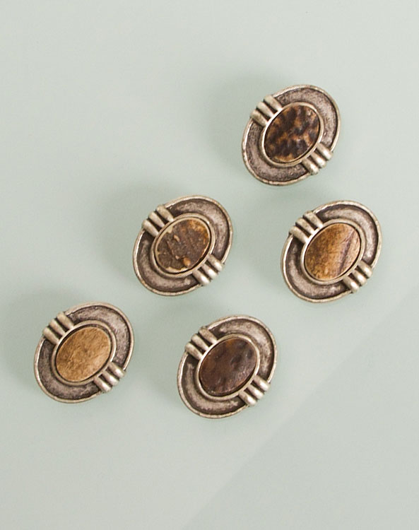 Metall button with horn 5 pieces - Bild vergrößern