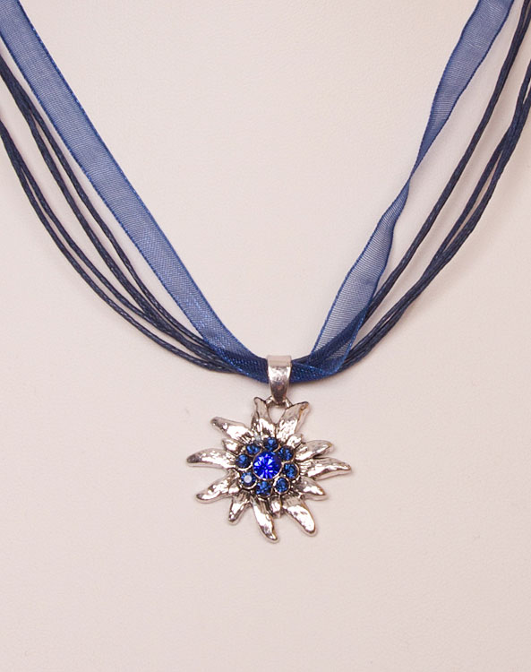 "Edelweißchen" Halskette dunkelblau - Bild vergrößern