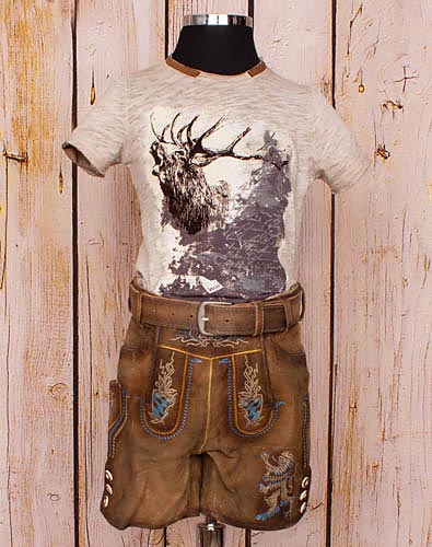 "Bubach" kurze Lederhose mit Gürtel - Bild vergrößern